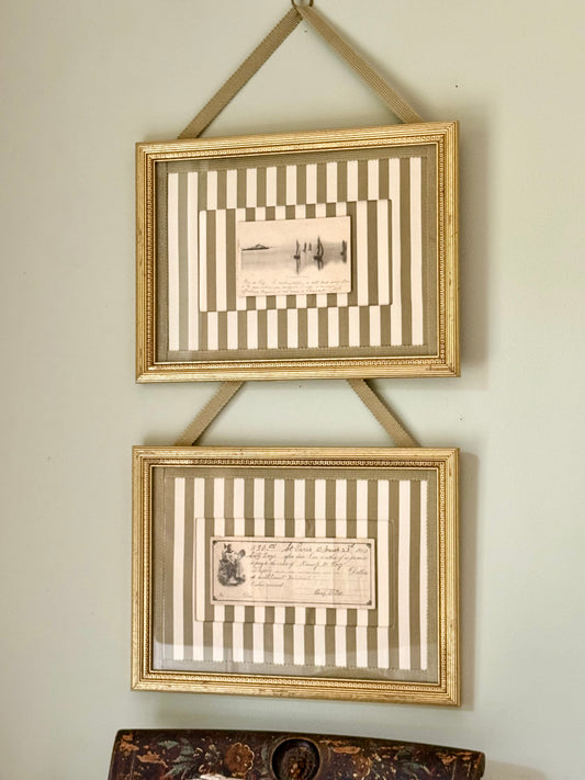 Framed Antique French Ephemera