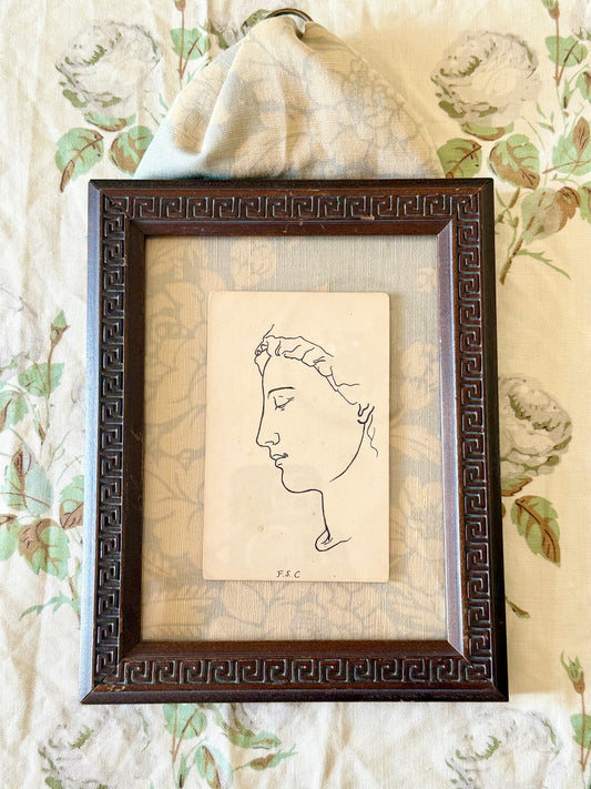 Antique Framed Hand Drawn Postcards