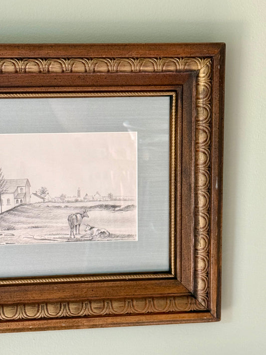 Framed 19th Century Pastoral Sketch