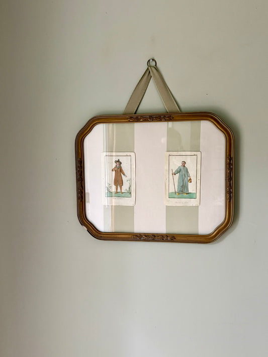 Pair of Framed Hand Colored 18th Century Costume Engravings