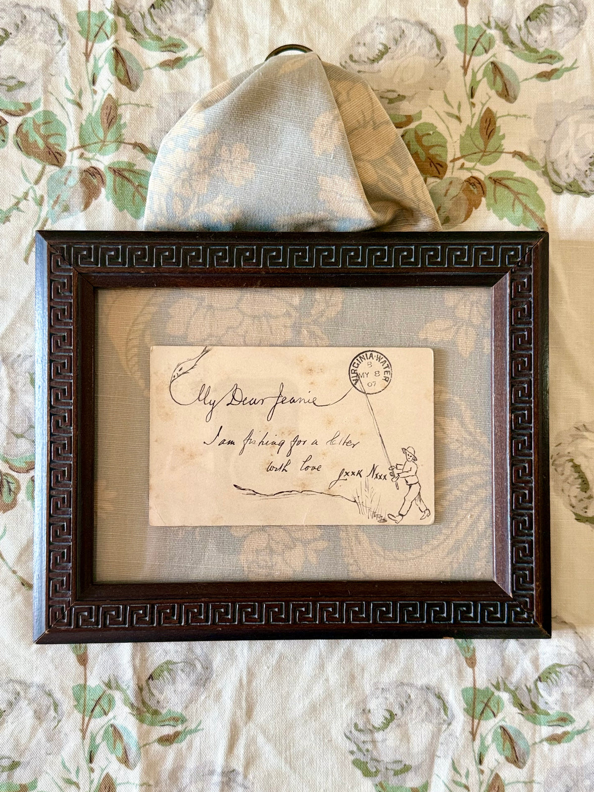 Antique Framed Hand Drawn Postcards