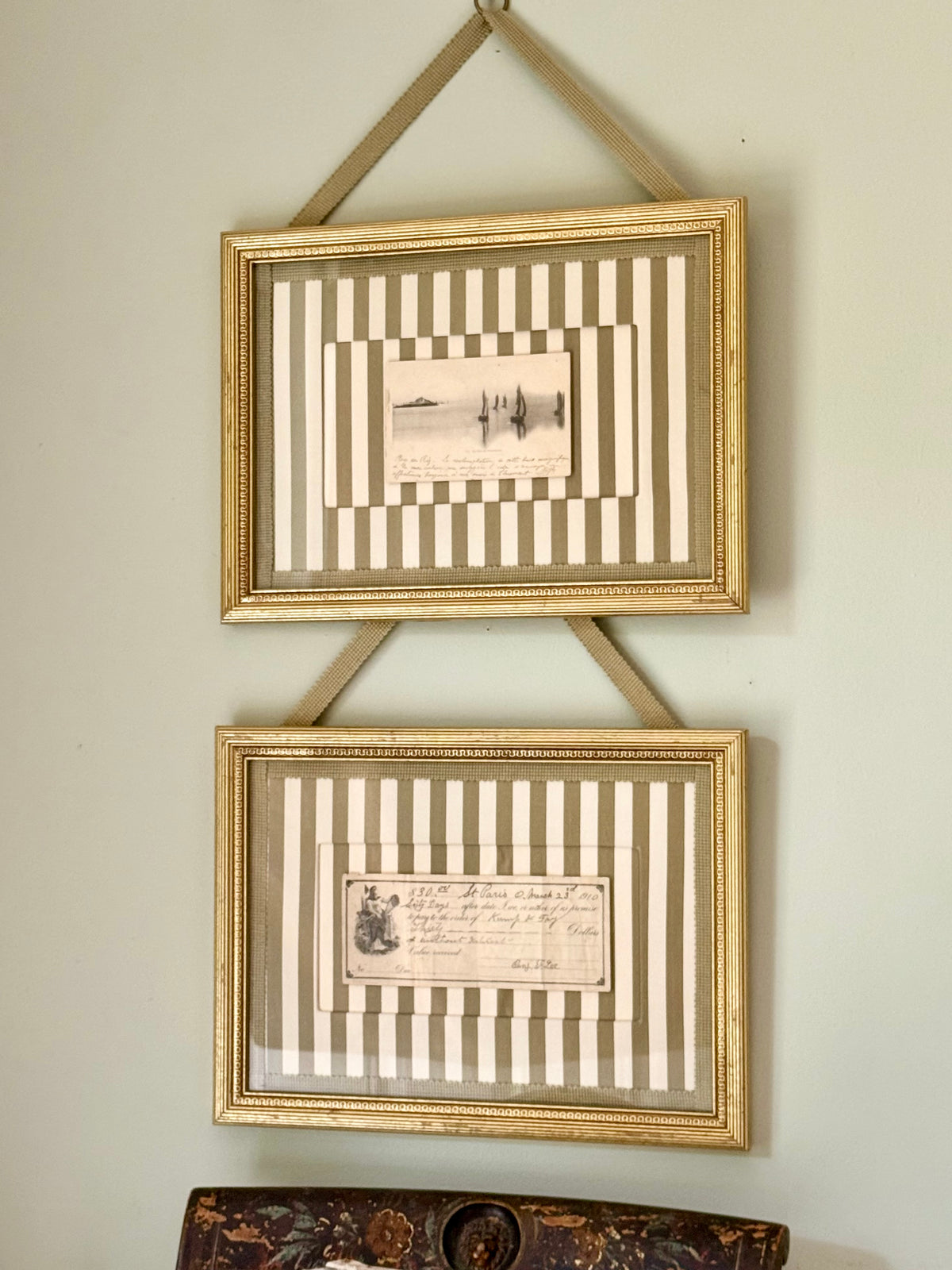 Framed Antique French Ephemera