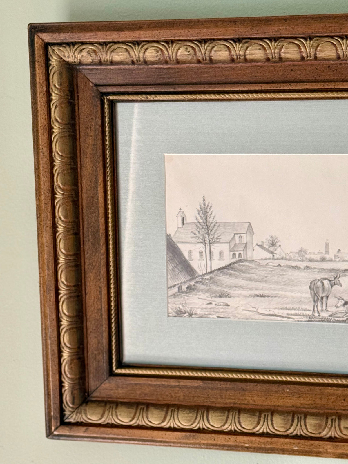 Framed 19th Century Pastoral Sketch