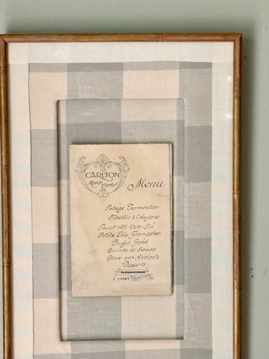 Antique Hotel Framed Menu