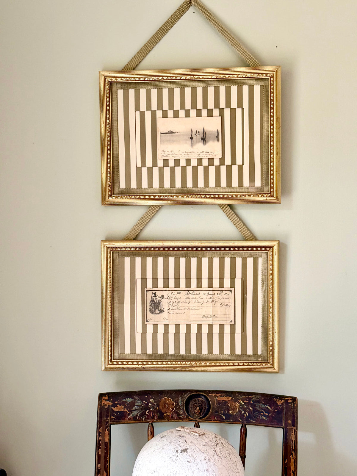 Framed Antique French Ephemera