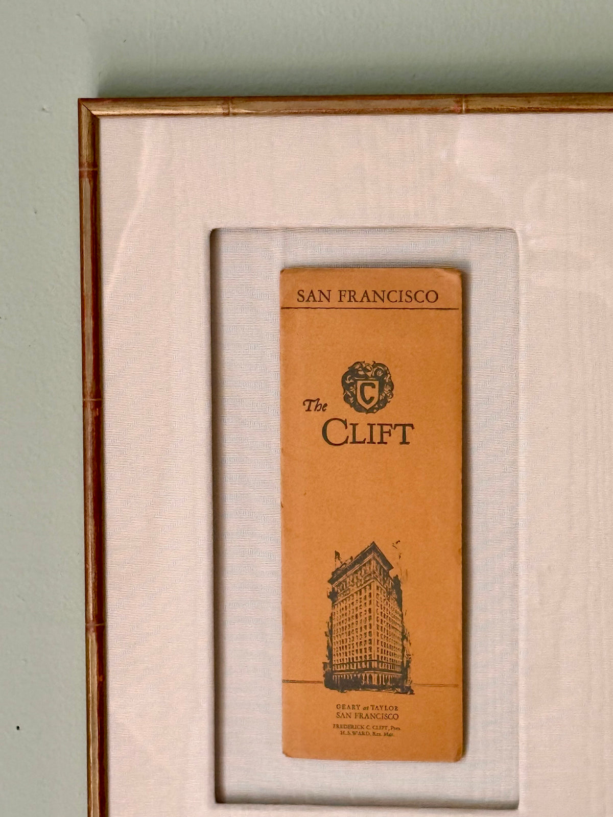 Antique Framed San Francisco Hotel Brochure