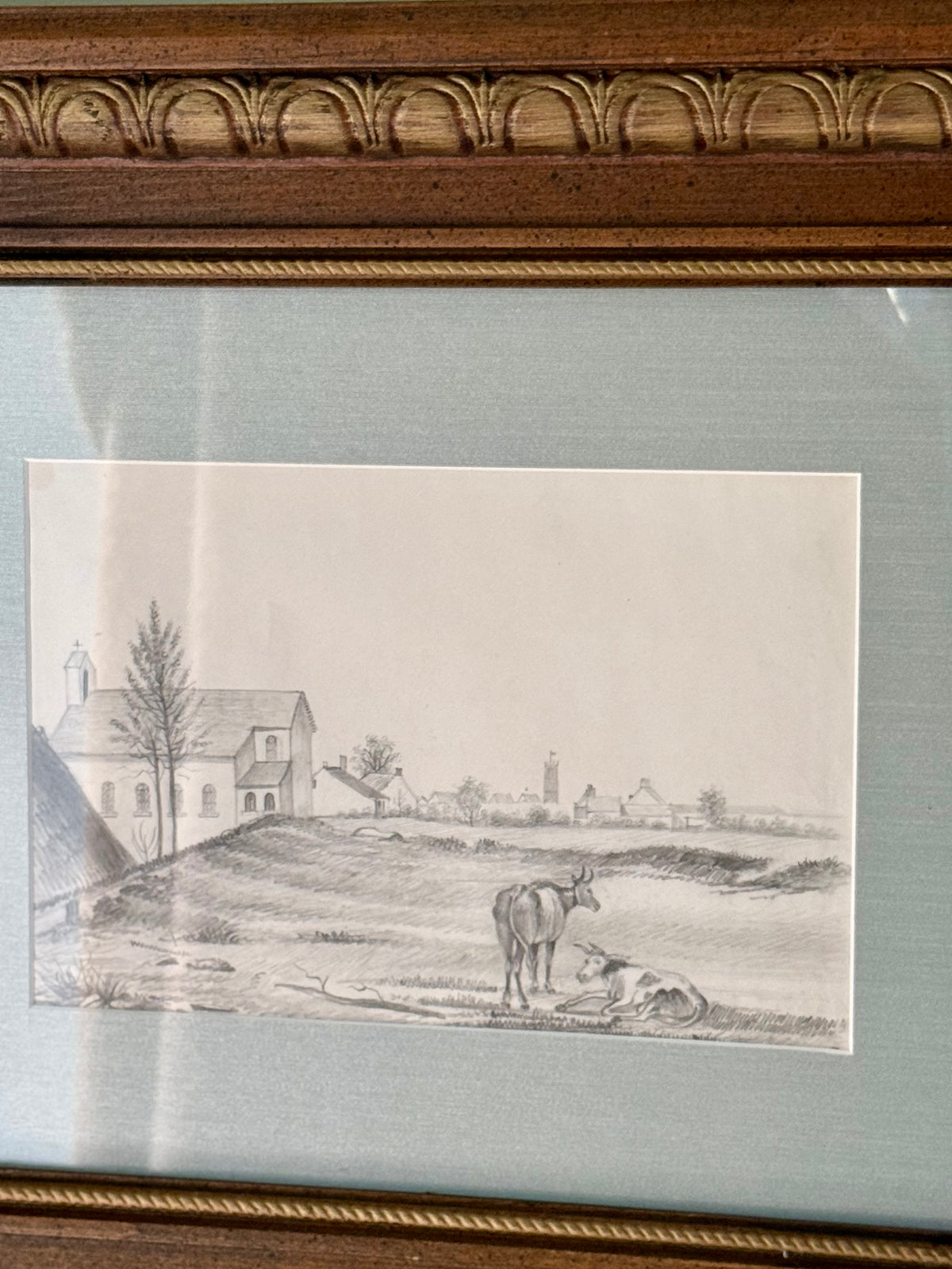 Framed 19th Century Pastoral Sketch