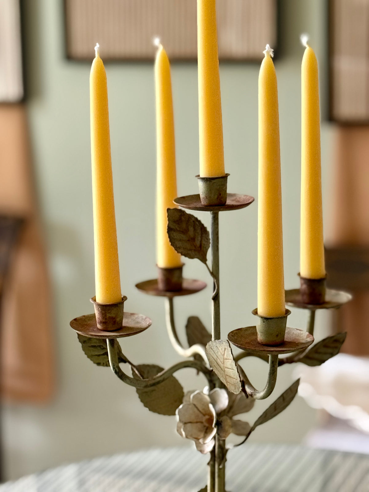 Vintage Toleware Floral Candelabra