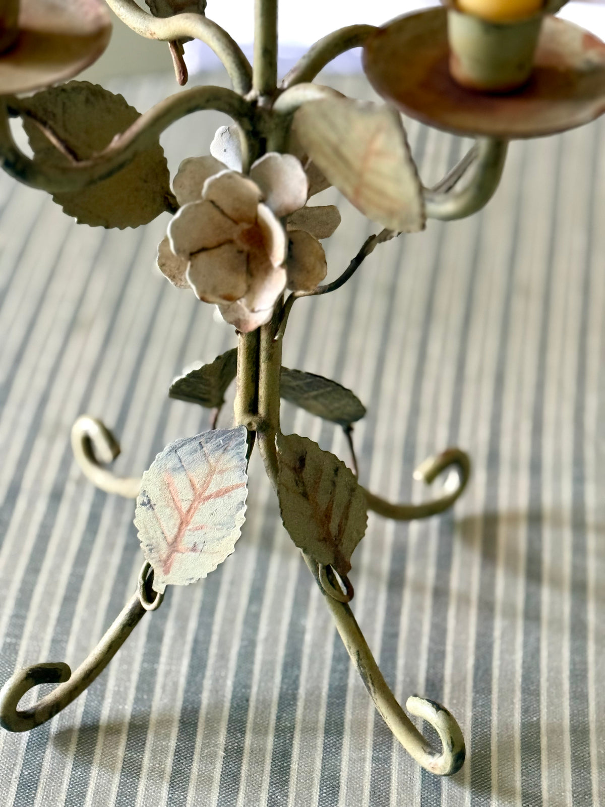 Vintage Toleware Floral Candelabra