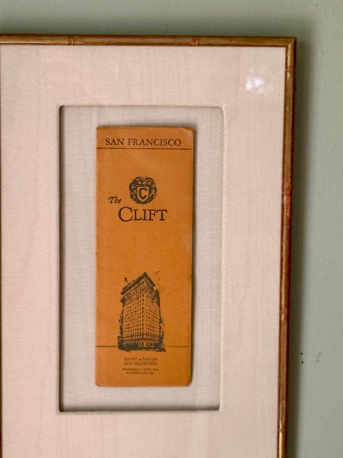 Antique Framed San Francisco Hotel Brochure
