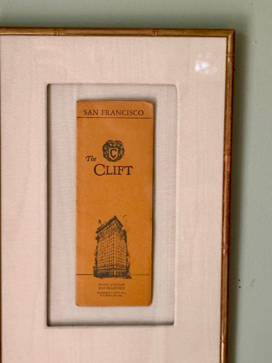 Antique Framed San Francisco Hotel Brochure