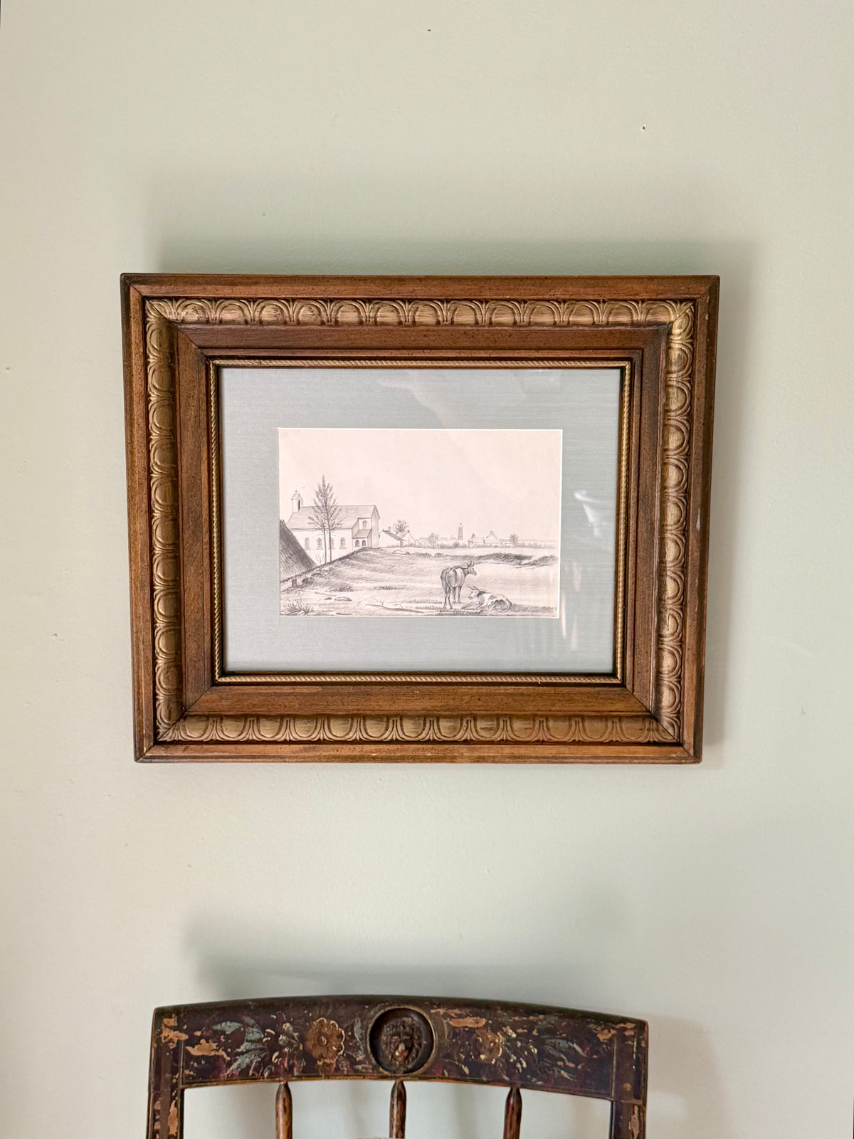 Framed 19th Century Pastoral Sketch