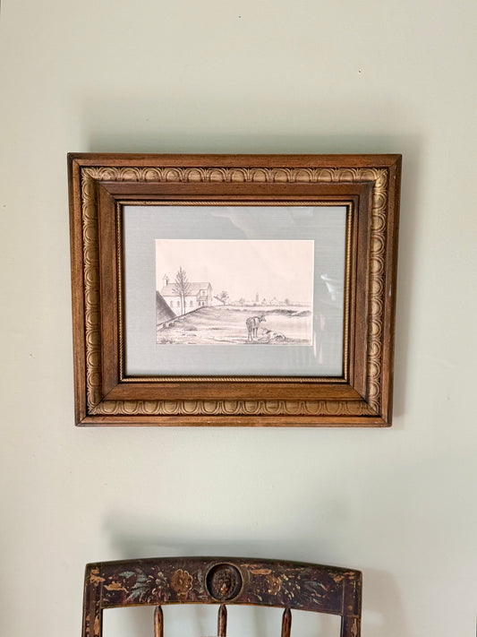 Framed 19th Century Pastoral Sketch