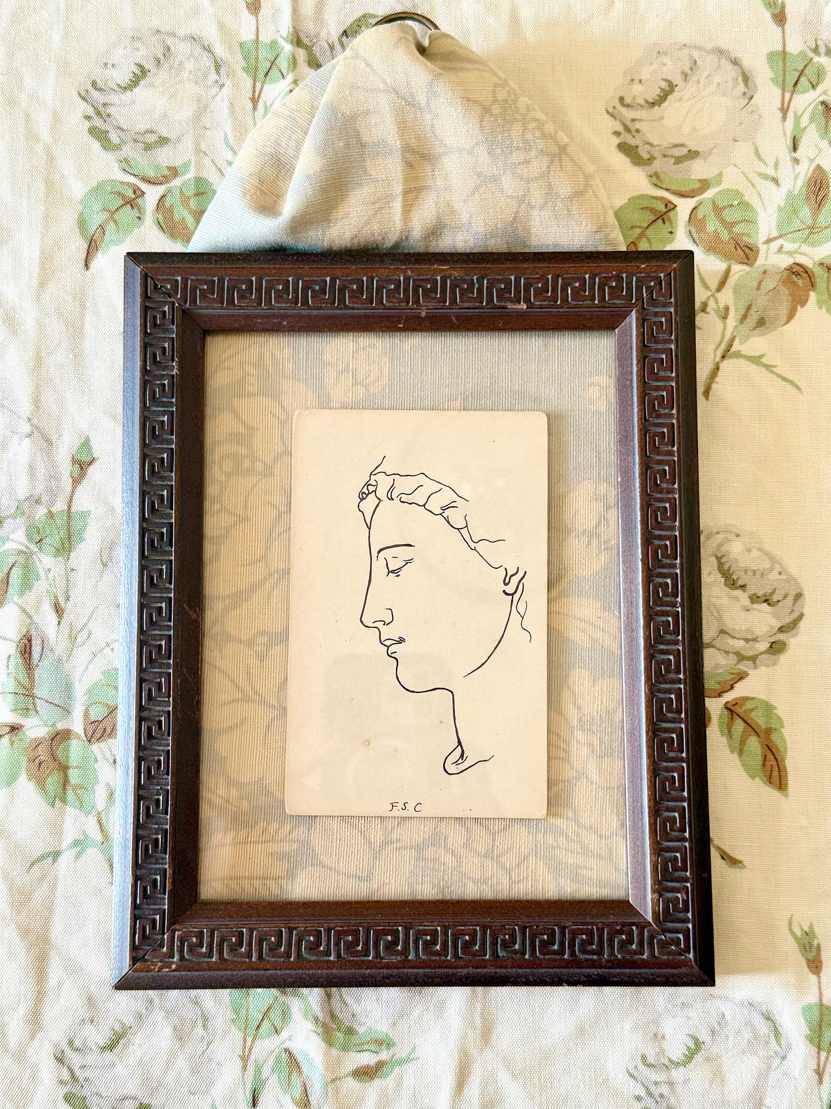 Antique Framed Hand Drawn Postcards