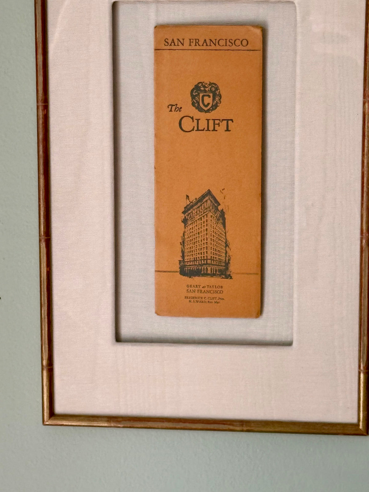 Antique Framed San Francisco Hotel Brochure