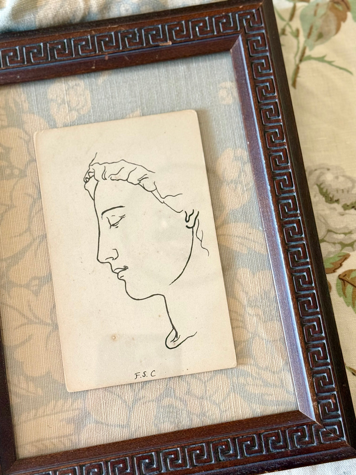 Antique Framed Hand Drawn Postcards