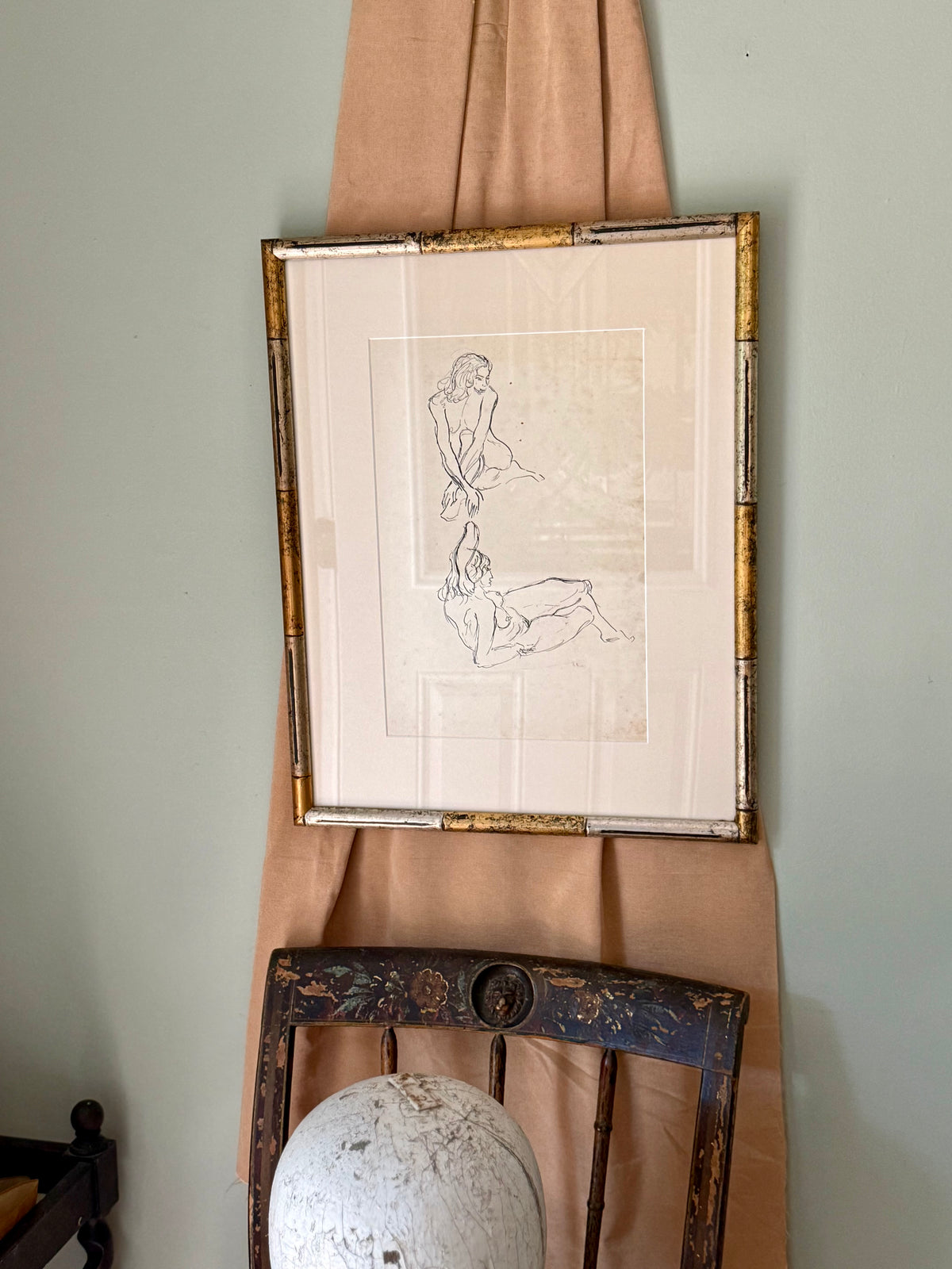 19th Century Nude Ink Sketch