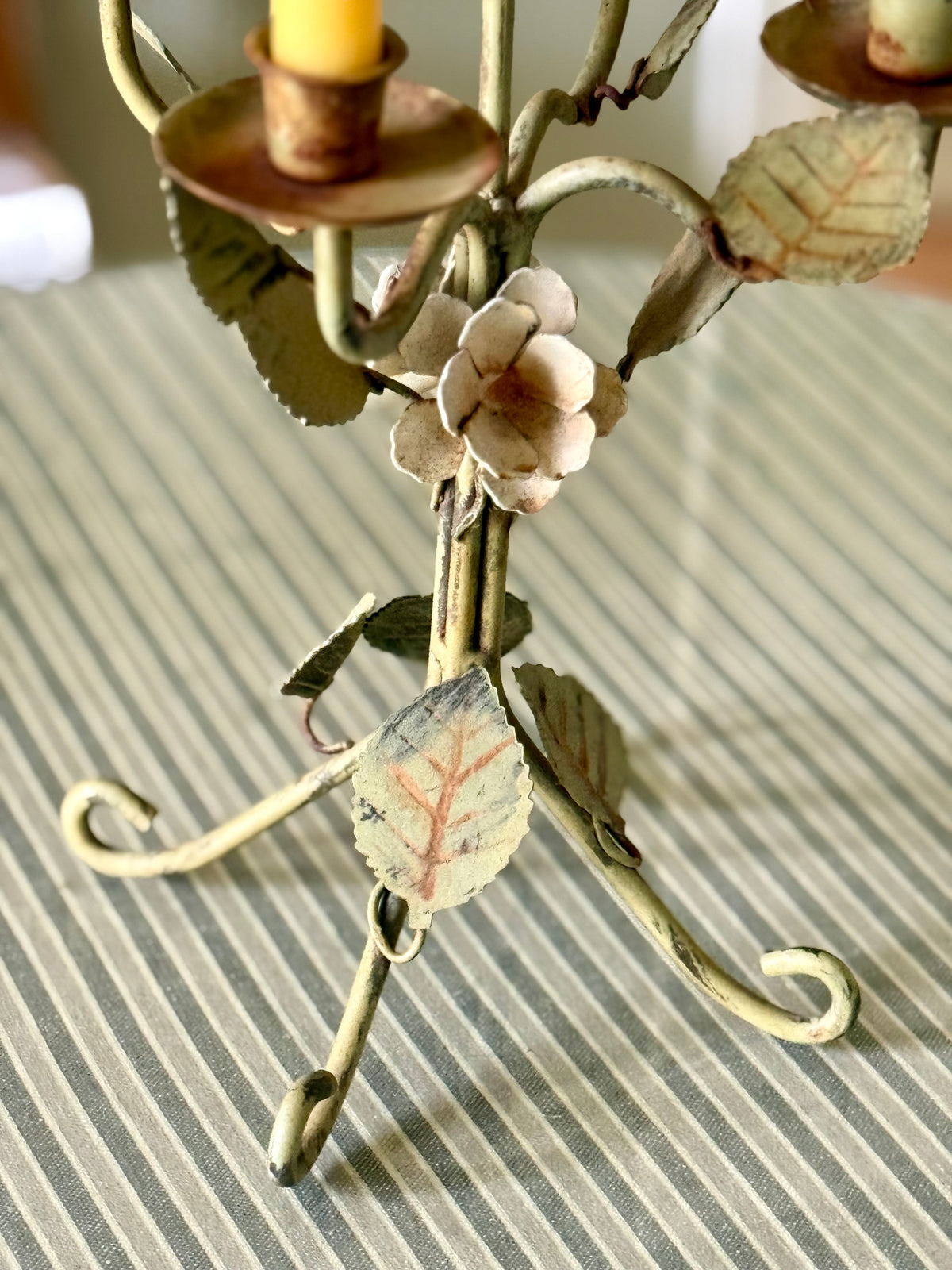 Vintage Toleware Floral Candelabra