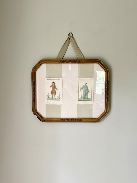 Pair of Framed Hand Colored 18th Century Costume Engravings
